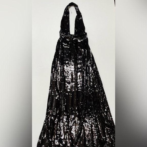 We Wore What Women's 2 Black Halter Neck Sequin Crystals Maxi Dress Formal - Picture 5 of 13